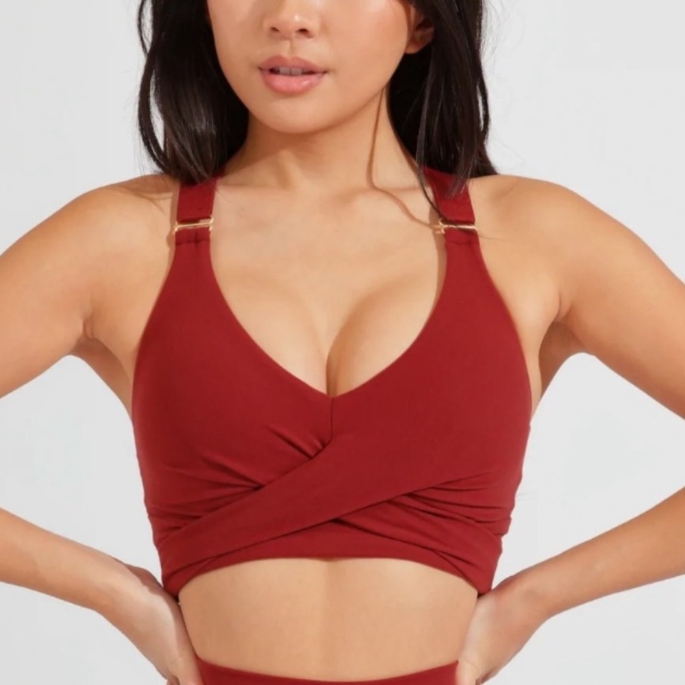 Candy Wrap Sports Bra - Vineyard Dark Red